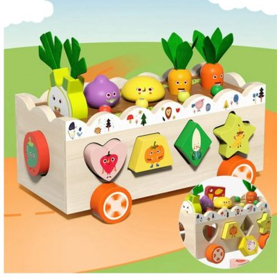 Emimo Wooden Vegetable Truck Montessori Toy - Organic
