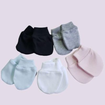 Emimo Baby Mittens: 100% cotton, ribbed cuffs, one size