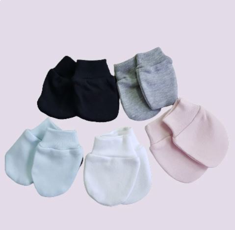 Emimo Baby Mittens: 100% cotton, ribbed cuffs, one size