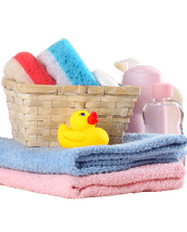 Various baby products displayed on a homepage, including clothing, toys, and accessories.