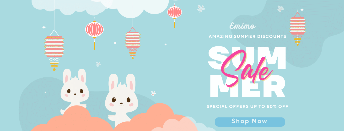 Bright and colorful summer sale banner featuring discounted products and vibrant graphics