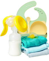 Various baby products displayed on a homepage, including clothing, toys, and accessories.